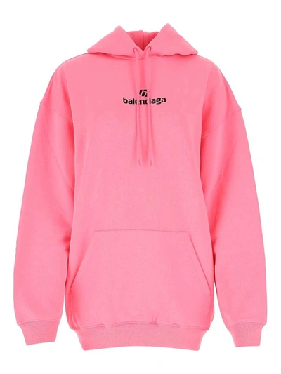 Shop Balenciaga Hoodie Sweatshirt Logo In Pink & Purple