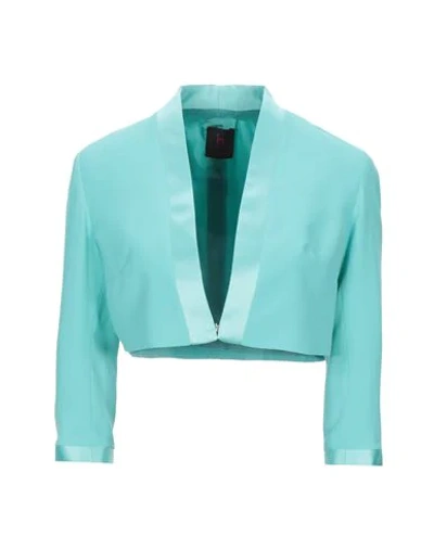 Shop Hanita Woman Blazer Green Size 8 Polyester, Elastane