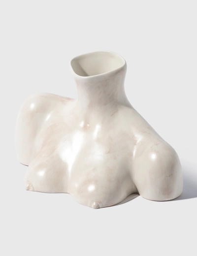 Shop Anissa Kermiche Breast Friend Vase Marble In Beige