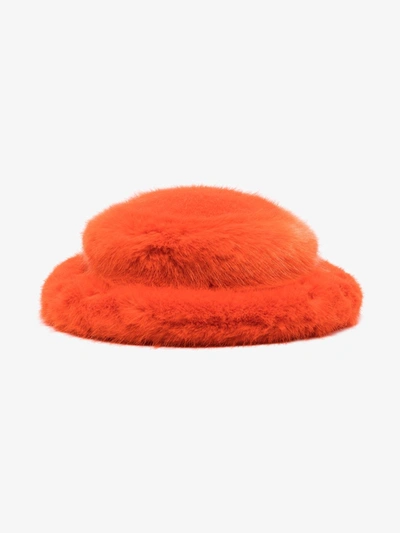 Shop Emma Brewin Orange Faux Fur Bucket Hat