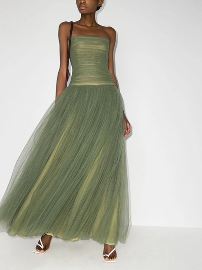 Shop Khaite X Browns 50 Fran Tulle Gown In Green