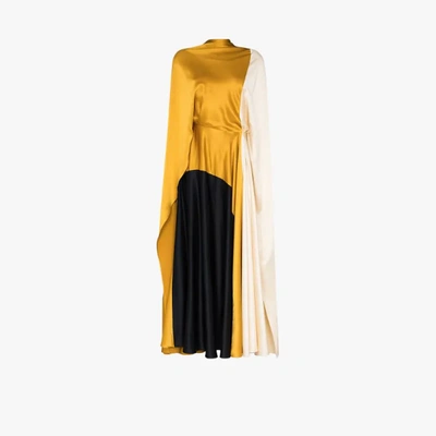Shop Roksanda Andromeda Colour Block Silk Dress In Gold