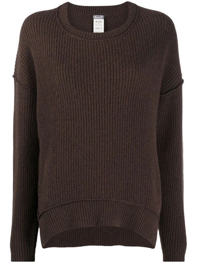 Shop Kristensen Du Nord Exposed-seam Crew Neck Sweater In Dark Brown