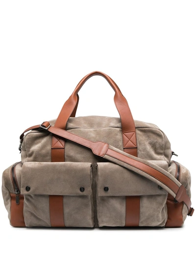 Shop Brunello Cucinelli Leather Multi-pocket Holdall In Neutrals