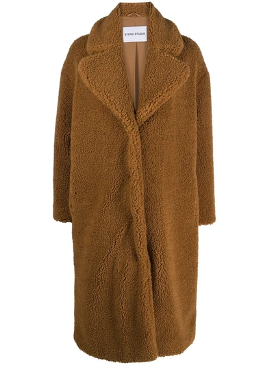 Shop Stand Studio Teddy Faux Fur Coat In Brown