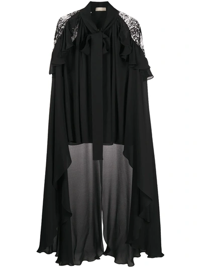 Shop Elie Saab High-low Cape-style Blouse In Black