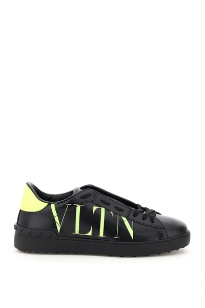 Shop Valentino Garavani Vltn Open Sneakers In Nero Lime Lime Nero