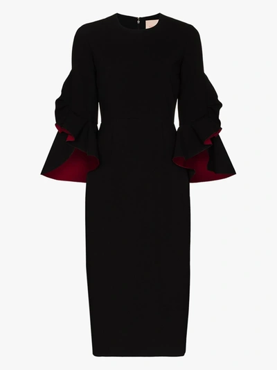 Shop Roksanda Camellia Ruffled Midi Dress In Black