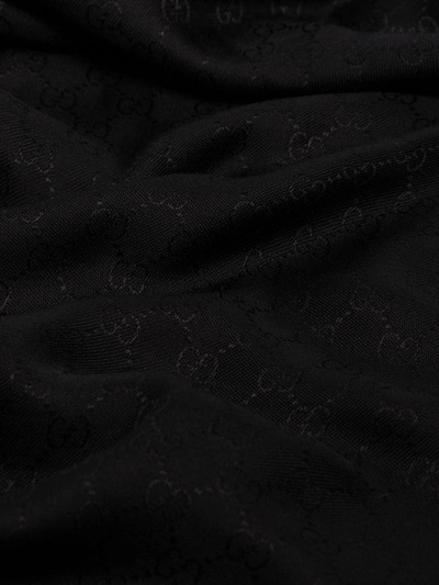 Shop Gucci Black Tonal Gg Supreme Silk Wool Scarf