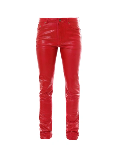 Shop Saint Laurent Trouser In Red