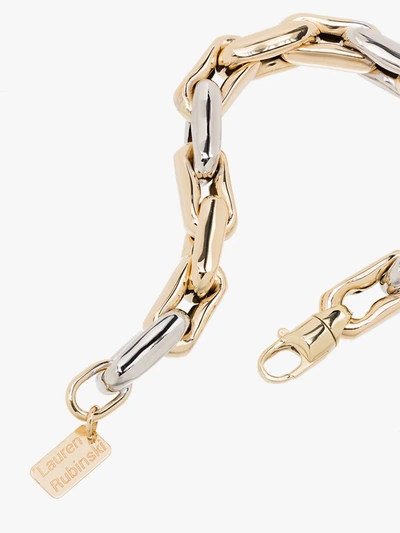 Shop Lauren Rubinski 14k Yellow And White Gold Medium Square Link Bracelet