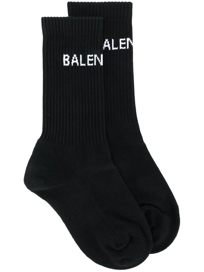Shop Balenciaga Logo Knit Socks In Black