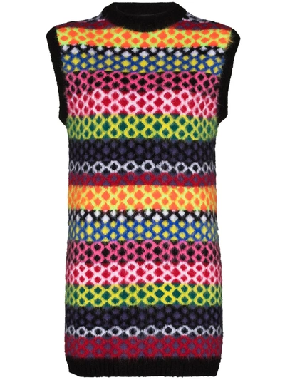 Shop Agr Sleeveless Multi-pattern Knit Dress In Black