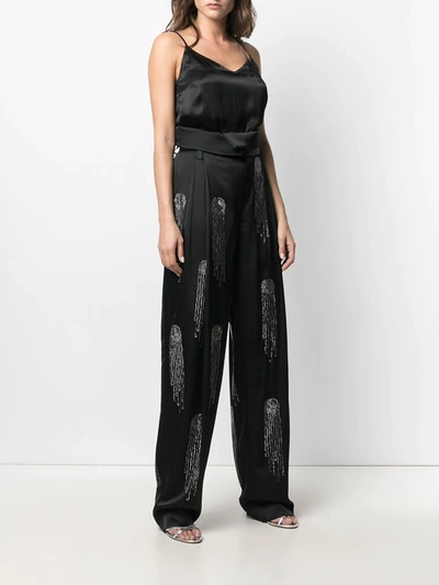 Stella Mccartney Londyn Crystal-embellished Stretch-satin Trousers In Black