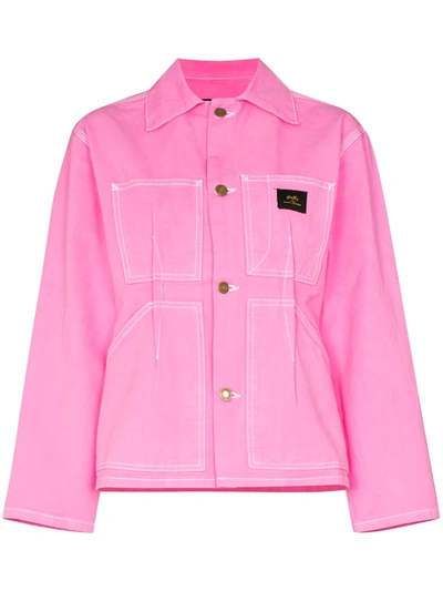 Shop The Marc Jacobs Logo Patch Detail Denim Jacket In Pink