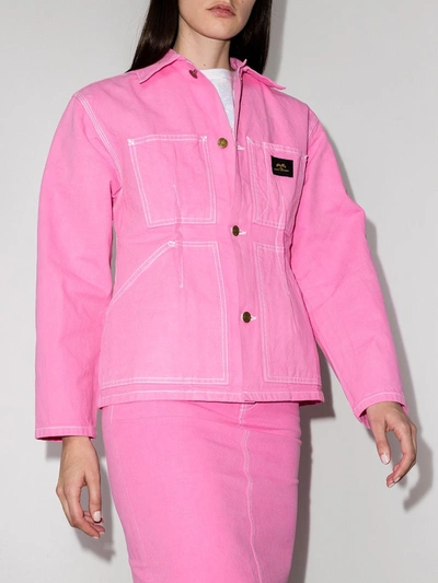 Shop The Marc Jacobs Logo Patch Detail Denim Jacket In Pink