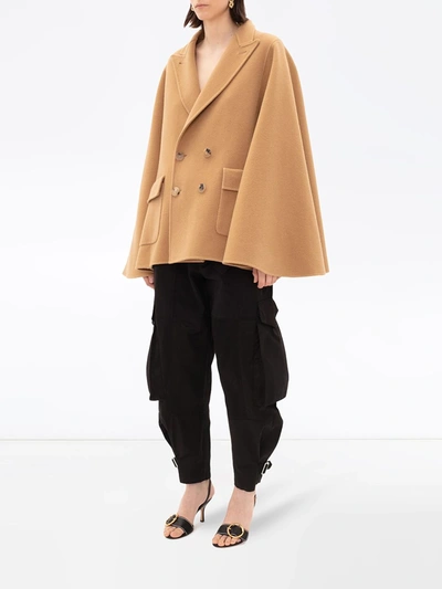 Shop Jw Anderson Double-breasted Wool Cape In Neutrals