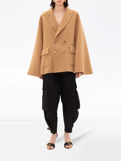 Shop Jw Anderson Double-breasted Wool Cape In Neutrals