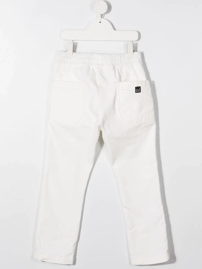 Shop Paolo Pecora Drawstring Straight Trousers In White