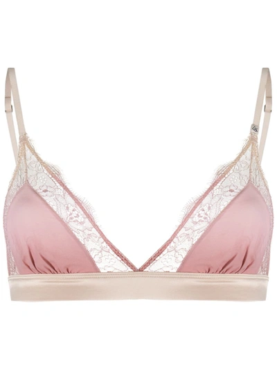 Shop Love Stories Love Lace Lace-trim Satin Bralette In Pink