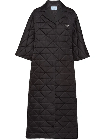 Shop Prada Quilted Short-sleeve Raincoat In Black