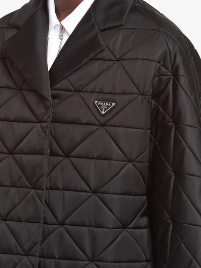 Shop Prada Quilted Short-sleeve Raincoat In Black