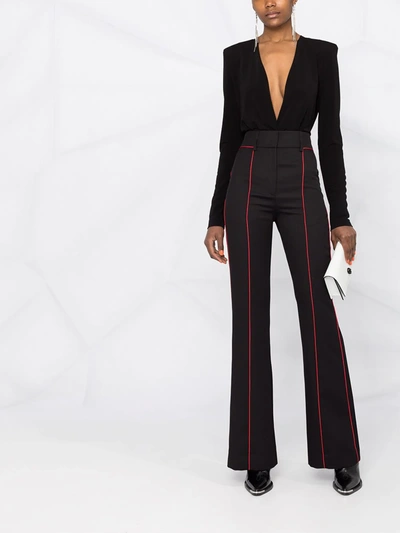 Shop Givenchy High-waist Pinstripe-pattern Trousers In Black
