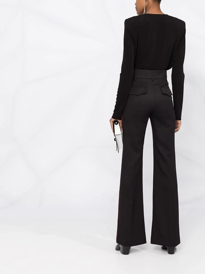 Shop Givenchy High-waist Pinstripe-pattern Trousers In Black