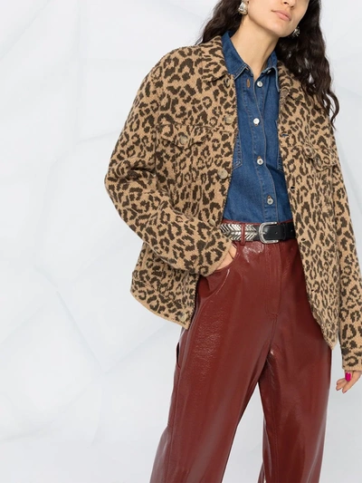 Shop Alanui Leopard-print Button-fastening Cardigan In Neutrals