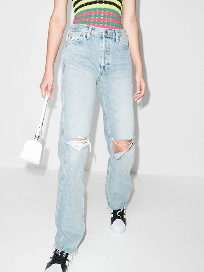 Shop Re/done Ripped High-waist Jeans In Blue