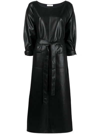 Shop Aeron Flared Faux-leather Dress In Black