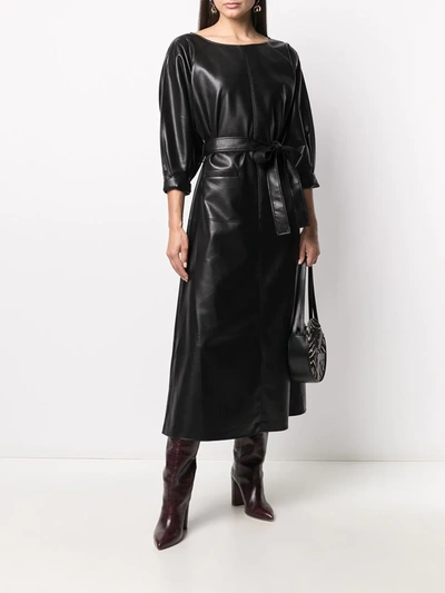 Shop Aeron Flared Faux-leather Dress In Black