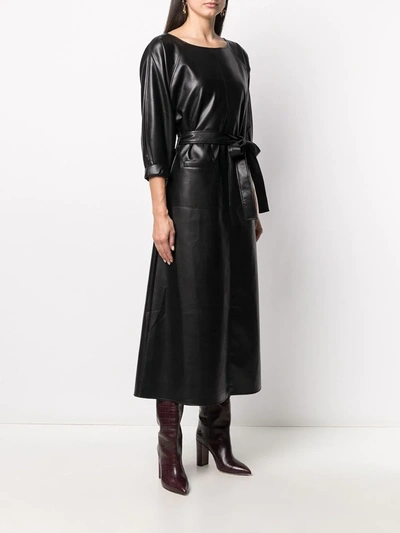 Shop Aeron Flared Faux-leather Dress In Black