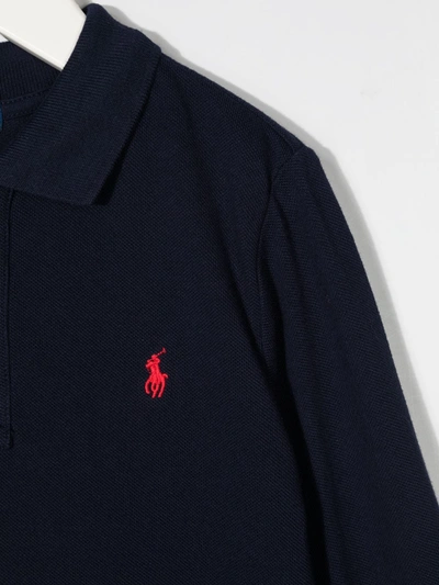 Polo Ralph Lauren Logo-patch Polo Shirt In Blue
