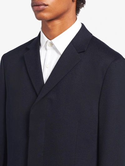 Shop Prada Single-breasted Cashmere Coat In Blue