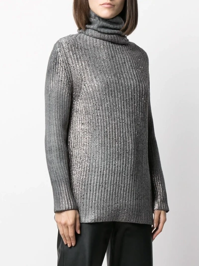 Shop Avant Toi Ribbed-knit Metallic Jumper In Grey