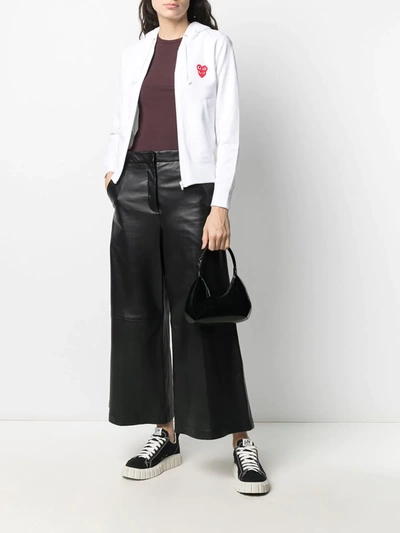 Comme Des Garçons Play Logo Embroidered Zipper Hooded Jacket In White