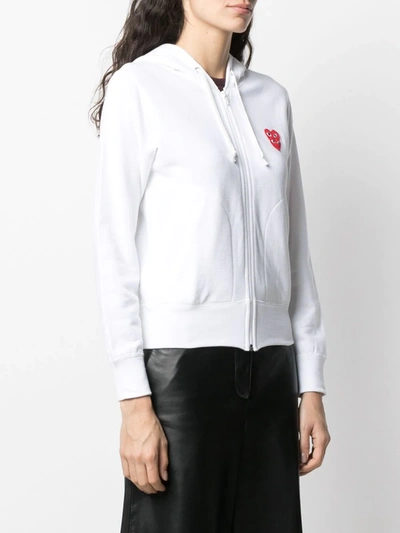 Shop Comme Des Garçons Play Cropped Overlapping Logo Hoodie In White