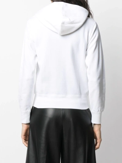 Comme Des Garçons Play Logo Embroidered Zipper Hooded Jacket In White