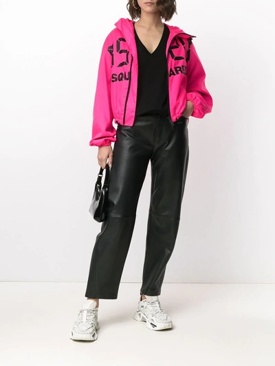 Shop Dsquared2 Logo-print Hooded Jacket In Pink