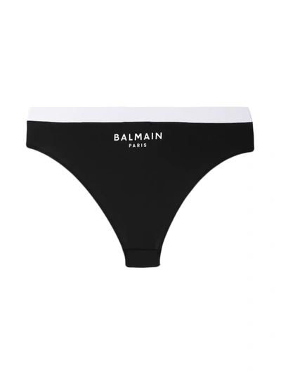 Shop Balmain Logo-print Panelled Briefs In Black