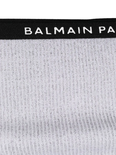 Shop Balmain Logo-waistband Briefs In Silver