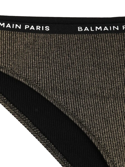 Shop Balmain Logo-waistband Briefs In Gold