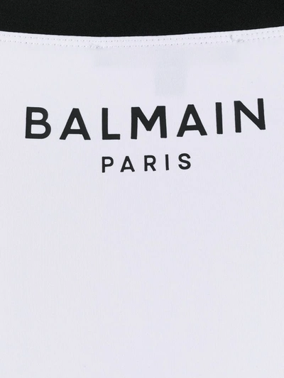 Shop Balmain High-waisted Logo Briefs In White