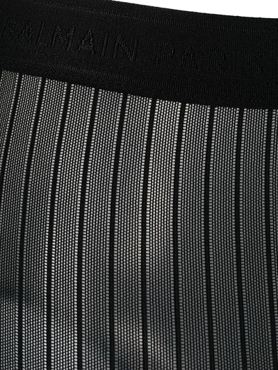 Shop Balmain Semi-sheer High-waisted Briefs In Black