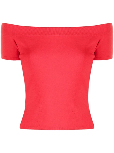 Shop Alexander Mcqueen Off-shoulder Top In Red