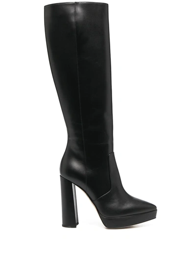 Shop Pollini Block-heel Knee Length Boots In Black
