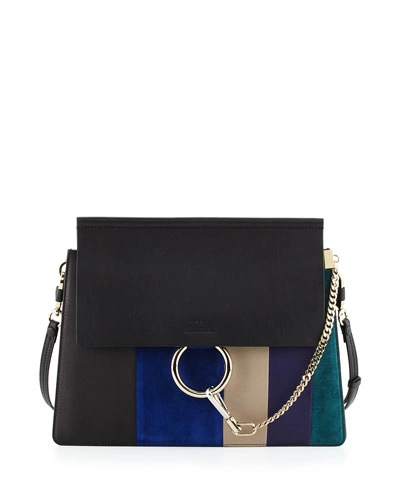 Chloé Faye Patchwork Medium Shoulder Bag, Black Multi