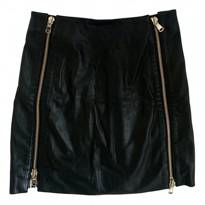 Pre-owned Pierre Balmain Black Leather Skirt