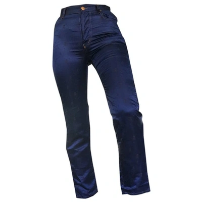 Pre-owned Jean Paul Gaultier Blue Silk Trousers